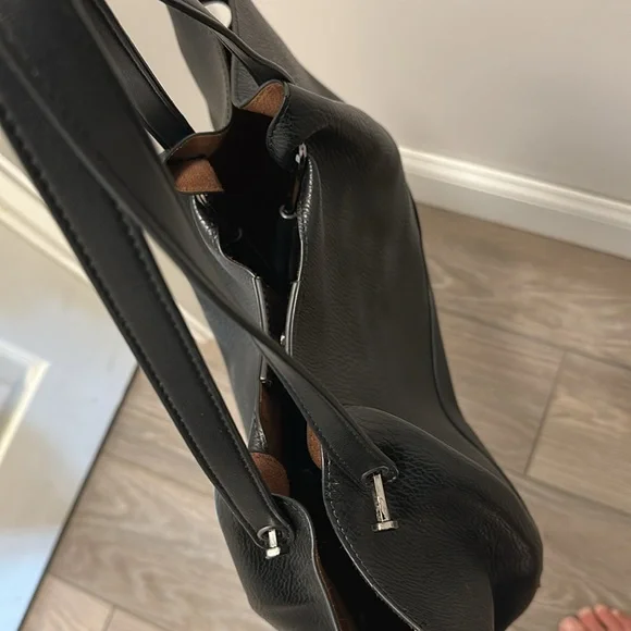 Sondra Roberts Squared Vegan Leather Tote Satchel Black Shoulder Bag Purse Large - Picture 7 of 12